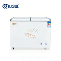 Congélateur électrique à double porte, acier inoxydable, grande capacité, fond plat, deux zones de température 0 ℃ ~10 ℃   & -18 ℃