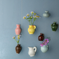 Vas Magnet Kulkas Keramik Oval Mini Modern Gaya Farmhouse Jingdezhen Guangdong Dekorasi DIY Rangkaian Bunga Hiasan