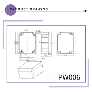 PW006กล่องตู้พลาสติกกันน้ำขนาด115*90*55มม. กล่องไฟฟ้าโครงการอิเล็กทรอนิกส์ - Product Image 4