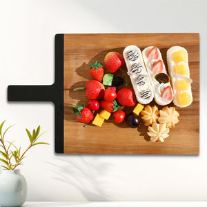 Youlike, nuevo diseño, tabla de cortar de madera de acacia orgánica hecha a mano Natural, Juego de 3 con mango de Estilo negro - Product Image 3