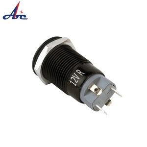 Abilkeen 12mm Mini cao đầu 2A màu đen nhà ở <span class=keywords><strong>push</strong></span> <span class=keywords><strong>button</strong></span> Reset Vòng màu xanh chiếu sáng LED 1NO IP65 đẩy nút chuyển đổi - Product Image 2
