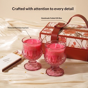 Floral Pattern Wine Glass Scented Candle Set 2Pcs Natural Soy Wax Aromatherapy <b>Gift</b> <b>Box</b> For Wedding - Product Image 5