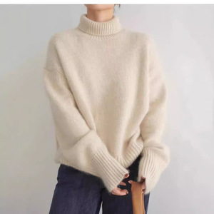Pull-over en tricot à <span class=keywords><strong>col</strong></span> <span class=keywords><strong>roulé</strong></span> épais et ample pour <span class=keywords><strong>femme</strong></span>, style vintage, automne-hiver, décontracté - Product Image 3
