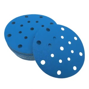 Paquete de 25 lijas de papel de lija azul flocado de 6 pulgadas con extracción de polvo de 17 orificios, grano 80-600 para pintura automotriz, muebles, metal y madera - Product Image 1