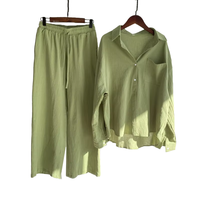 Nouveau 2025 Vente Chaude Design Chic Ensemble Pantalon et Blouse en Lin à Manches Longues Couleur Unie Grandes Tailles pour Femmes Deux Pièces