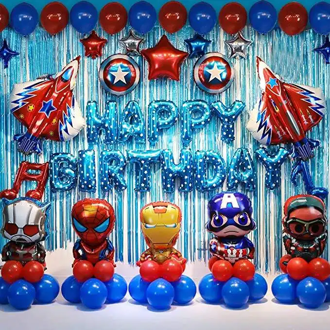 American Cartoon Avengers supereroe Spiderman Globos palloncini per feste decorazioni per feste di compleanno Kit di forniture uomo ragazzo bambini K0033