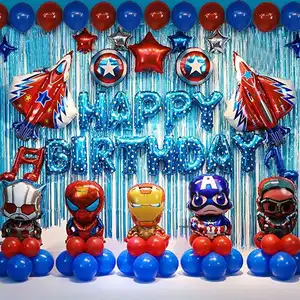 Cartoon américain Avengers Superhero Spiderman Globos Party Balloons Birthday Party Decorations Supplies Kit Men Boy Kids K0033