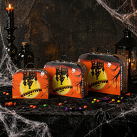Lot de 3 boîtes cadeaux Halloween en papier, type valise, avec poignée et loquet, portables, écologiques, réutilisables, pour rangement et cadeaux personnalisés sur le thème effrayant