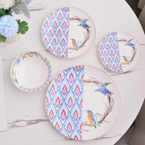 Wholesale Modern Luxury Bone China Dinnerware Set Sustainable Plant 4-Piece <b>Gift</b> <b>Box</b> Ceramic Gold Rim Plate Home <b>Wedding</b> Party - Product Image 2