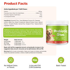 Oem כלב probiotic תוסף תזונה מכיל פרוביוטיקה ואנזימים כדי לסייע לעיכול רך טבליות לעיכול רך - Product Image 5