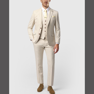 Costumes italiens pour hommes grandes tailles, coupe ajustée, ensemble 3 pièces, costume formel d'affaires, blazer, gilet, pantalon, costumes en tissu peigné pour hommes - Product Image 4