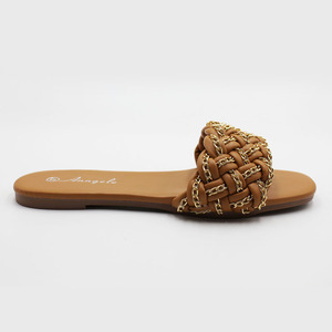 Sandali bassi da donna intrecciati Crossover Nude eleganti alla moda sandali da sera pantofole - Product Image 4