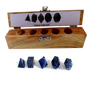 Juego de 5 Sólidos Platónicos de Aventurina Amarilla, Formas Geométricas de Cristal con Caja de Madera - Product Image 3