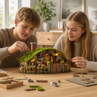 Kit de maison de poupée DIY, puzzle en bois 3D, modèle de maison miniature, cabane à anneaux magiques, artisanat fait main, cadeau, ornement de bureau, décoration intérieure, elfe