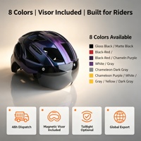 Casque de vélo de route haute performance avec lunettes magnétiques, résistant à l'eau, en PC+EPS, visière transparente - Léger et monobloc pour