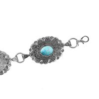 Chaîne de taille bohème pour femme en argent et pierre turquoise, ceinture vintage à maillons ovales en métal, bijou de robe, accessoire de mode