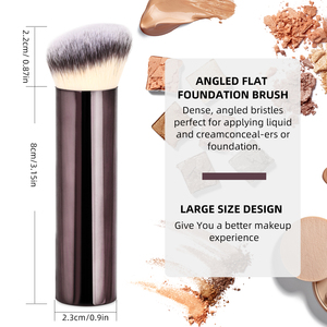 <span class=keywords><strong>Pinceau</strong></span> de maquillage professionnel à manche métallique, brun, pour fond de teint, outil de maquillage à marque privée - Product Image 2