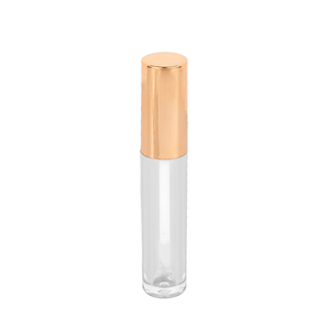Tube de gloss rond transparent pour lèvres, logo personnalisé, tube cosmétique vide, teinte avec <span class=keywords><strong>baguette</strong></span> dorée, 4ml, pièces - Product Image 5