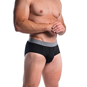 Caleçons boxeurs mi-taille pour hommes, noirs unis, en coton tricoté et élasthanne, respirants - Product Image 1