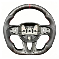 Volant en cuir perforé avec LED en fibre de carbone pour Dodge Challenger Charger SRT Hellcat Ram Scat Pack RT Durango 2013-2023