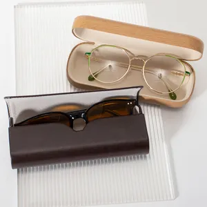 2023 कस्टम लोगो लक्जरी लोकप्रिय काले Foldable चश्मा बॉक्स पु चमड़े धूप का चश्मा पैकिंग स्टॉक चश्मा मामले और बैग