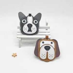 Llavero de cuero para cachorros, colgante de cuero Bulldog <span class=keywords><strong>Beagle</strong></span> de fábrica para mochila, llaves de coche, carteras - Product Image 2