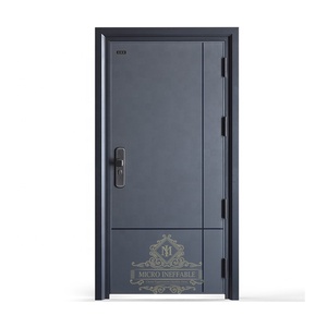 Maßgefertigte Moderne Stahl-Sicherheitstür Außen-Eingangstür für Haus mit Gehärtetem Glaspanel - Product Image 1