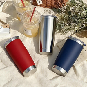 Durable Powder Coated 20oz Bulk Tumblers Insulated Double Wall Travel Coffee Mugs Stainless Steel Tumblers <b>with</b> Lid and <b>Straw</b> - Product Image 5