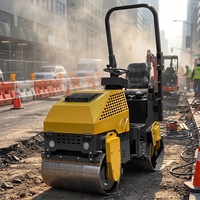 Livraison gratuite, état neuf, rouleau compresseur vibrant à double tambour de 1 tonne et 1,5 tonne pour la pose d'asphalte et la construction municipale