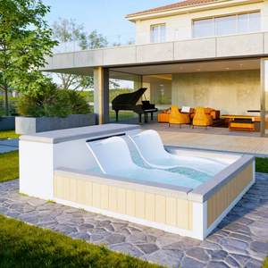 Piscine Spa peu profonde en fibre de verre résistante aux UV, personnalisée en usine, avec cascade, chauffage et filtre, pour hôtel, resort, maison d'hôtes, installation facile - Product Image 2