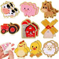 Patch brodé en chenille motif lapin mignon pour vêtements d'enfants, broderie décorative de dessin animé
