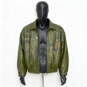 Bomber <strong>Jackets</strong> <strong>Leather</strong> <strong>Jackets</strong> With Rhinestones Custom Applique Embroidery Premium Men <strong>Leather</strong> for Men <strong>Winter</strong> <strong>Jacket</strong> - Product Image 2