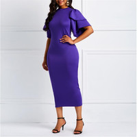 Vestido Midi Cruzado Elegante para Mujer, Diseño Otoñal, con Volantes, Media Manga, Cintura Alta y Efecto Levanta Glúteos
