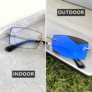 <span class=keywords><strong>Lunette</strong></span> photochromique anti lumière bleue métal argent or rectangle sans monture lunettes antireflet bleus unisexe <span class=keywords><strong>photogray</strong></span> lunettes femmes - Product Image 3