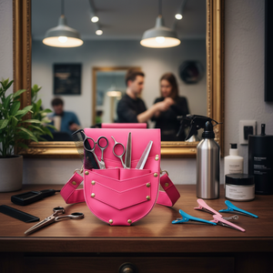 Équipement de salon professionnel, ciseaux de coiffure couleur ZEBRA ROSE, étui pour ciseaux en cuir PU, fournitures de salon personnalisées - Product Image 3