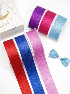 Benutzer definierte Glitter Bänder Glitter Gros grain Ribbon für Haars chleifen und Holiday Events Dekorationen