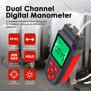 Manomètre numérique de haute précision GAIN EXPRESS, 2.999 PSI, jauge de pression différentielle à double port, 12 unités, pour gaz CVC - Vente chaude - Product Image 1