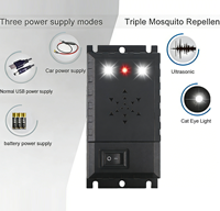 Répulsif anti-martres sans produits chimiques 3-en-1, alimentation électrique, non toxique, sans danger pour les animaux, lumière stroboscopique LED, marche/arrêt automatique pour véhicules, répulsif anti-souris
