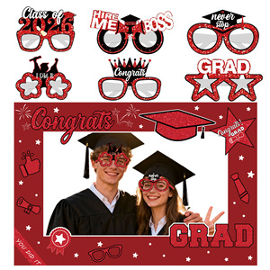 <b>Graduation</b> Photo Props Glasses <b>Frame</b> Set 2026 Class Party Decoration With Glitter Design For <b>Graduation</b> Celebration - Product Image 1