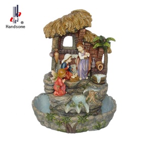 <span class=keywords><strong>Fuente</strong></span> de agua interior de resina de <span class=keywords><strong>La</strong></span> Sagrada Familia de 12 pulgadas Nuevo diseño 3D religioso pequeño decorativo - Product Image 3