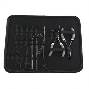 Kit d'outils d'extension de cheveux attachés à la main ensemble de pinces à perles de coiffure crochet de traction fil d'outils à boucle ciseaux et pinces de section - Product Image 1
