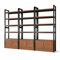 Étagère de présentation en bois avec cadre métallique noir, meuble de rangement à 5 niveaux, bibliothèque de vente au détail, présentoir mural, organisateur de meubles