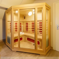 Salle de sauna infrarouge Conception multi-personnes Chauffage à spectre complet avec luminothérapie rouge pour la famille Salle de sauna familiale