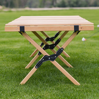 Conjunto de Mesa y Sillas Plegables de Bambú para Exteriores, Ligeras, Duraderas y Portátiles para Campamento y Picnic