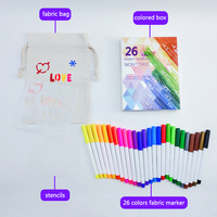 Marqueurs textiles KHY Diy, marqueurs acryliques, peinture, 26 couleurs, non toxiques, lavables, pour t-shirts, peintures textiles, ensemble de stylos marqueurs