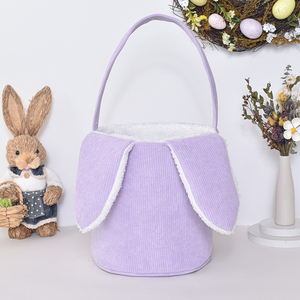 Wholesale Blank <strong>Easter</strong> Bunny Bucket <strong>Easter</strong> Gift Baskets With Bunny Ear Corduroy <strong>Easter</strong> Basket for Kids Gift Blank Embroidery <strong>Bag</strong> - Product Image 4