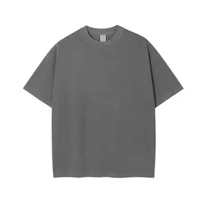 Camiseta de gran tamaño personalizada para hombre, Camiseta de algodón 100%, fabricante gráfico, ropa de calle Unisex, camiseta Vintage de lavado ácido en blanco de Hip Hop
