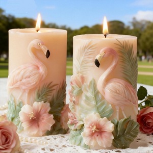 Flamingo Relief Scented <b>Candle</b> <b>Mold</b> Cylindrical Silicone <b>Mold</b> For DIY Home Decoration And Cake Making - Product Image 1