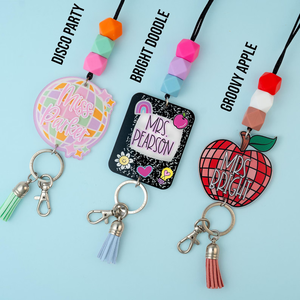 Trendy Silicone bead <b>Lanyard</b> Personalized <b>Lanyard</b> <b>for</b> <b>Keys</b> or ID Badge-Beaded <b>Lanyard</b> with Name-Adorable Teacher Gifts - Product Image 2