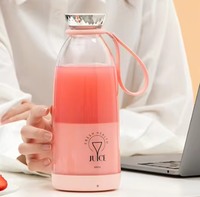 Mélangeur presse-agrumes rechargeable en acier inoxydable portable Mini mélangeur sans fil 350ml jus frais alimentation manuelle comprend un bol mélangeur